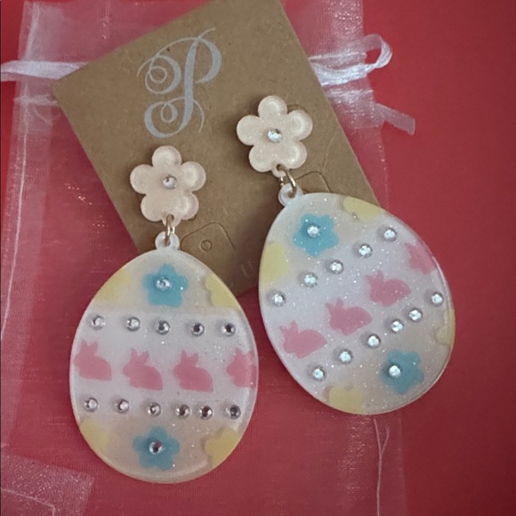 Plunder Easter Egg Drop Dangle Earrings made of acrylic and rhinestones - Picture 2 of 2